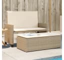 vidaXL Gartenbank mit Kissen und Hocker Beige Poly Rattan Bild 1