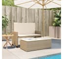 vidaXL Gartenbank mit Kissen und Hocker Beige Poly Rattan Bild 3