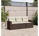 vidaXL Gartenlounge-Set 3-tlg. Braun Poly Rattan mit Kissen Bild 1