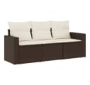 vidaXL Gartenlounge-Set 3-tlg. Braun Poly Rattan mit Kissen Bild 2