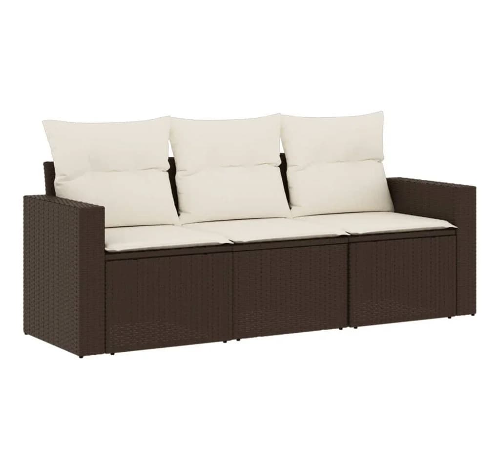 vidaXL Gartenlounge-Set 3-tlg. Braun Poly Rattan mit Kissen - Bild 2