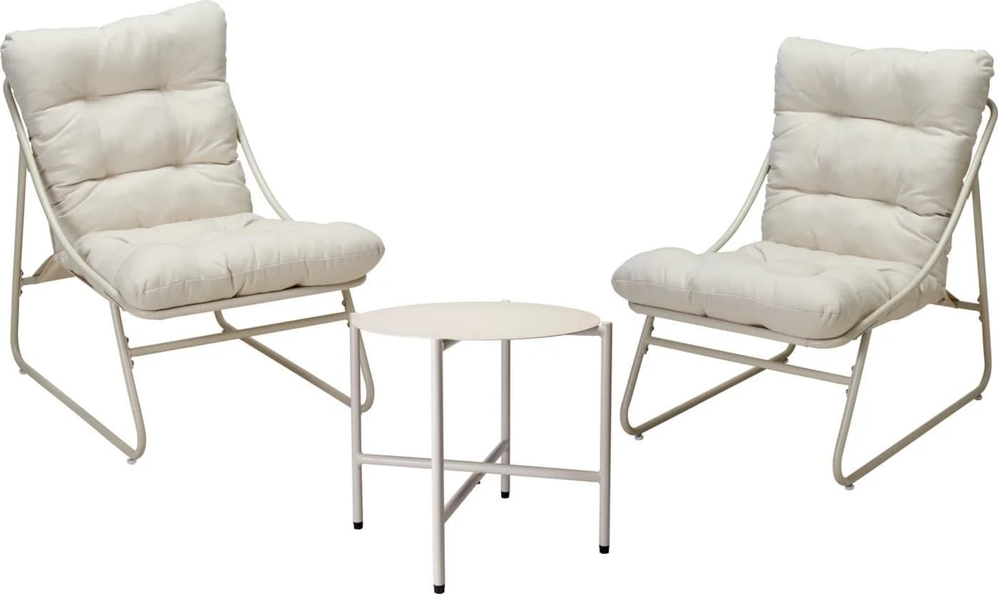 Gartenlounge-Set LYON Beige mit 2 Stühlen und Couchtisch - Bild 2