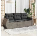 VIDAXL Gartenlounge-Set 3-tlg. Grau Poly Rattan Bild 1