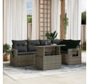 vidaXL Gartenlounge-Set 6-tlg. Grau Poly Rattan mit Kissen Bild 1