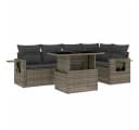vidaXL Gartenlounge-Set 6-tlg. Grau Poly Rattan mit Kissen Bild 2