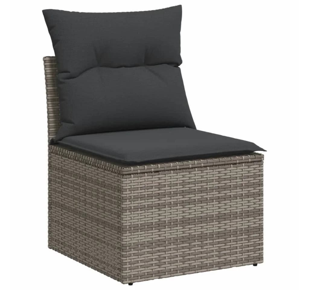 vidaXL Gartenlounge-Set 6-tlg. Grau Poly Rattan mit Kissen - Bild 3