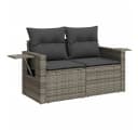 vidaXL Gartenlounge-Set 6-tlg. Grau Poly Rattan mit Kissen Bild 4