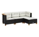 vidaXL Gartenlounge-Set 4-tlg. Schwarz Poly Rattan mit Kissen Bild 2