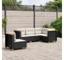 vidaXL Gartenlounge-Set 5-tlg. Schwarz Poly Rattan mit Kissen Bild 1