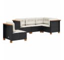 vidaXL Gartenlounge-Set 5-tlg. Schwarz Poly Rattan mit Kissen Bild 2