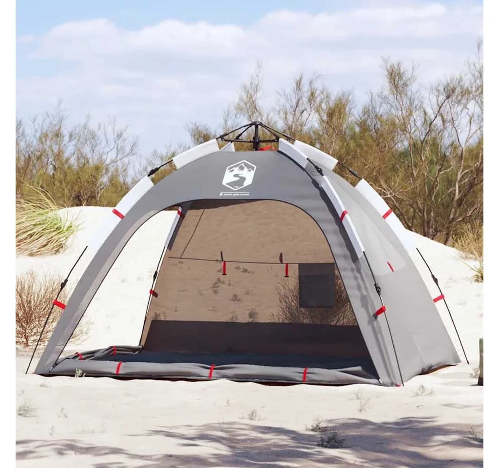 vidaXL Strandzelt 2 Personen Grau Quick Release Wasserdicht