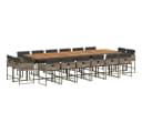 vidaXL Garten-Essgruppe 17-tlg. Grau Poly Rattan mit Kissen Bild 2