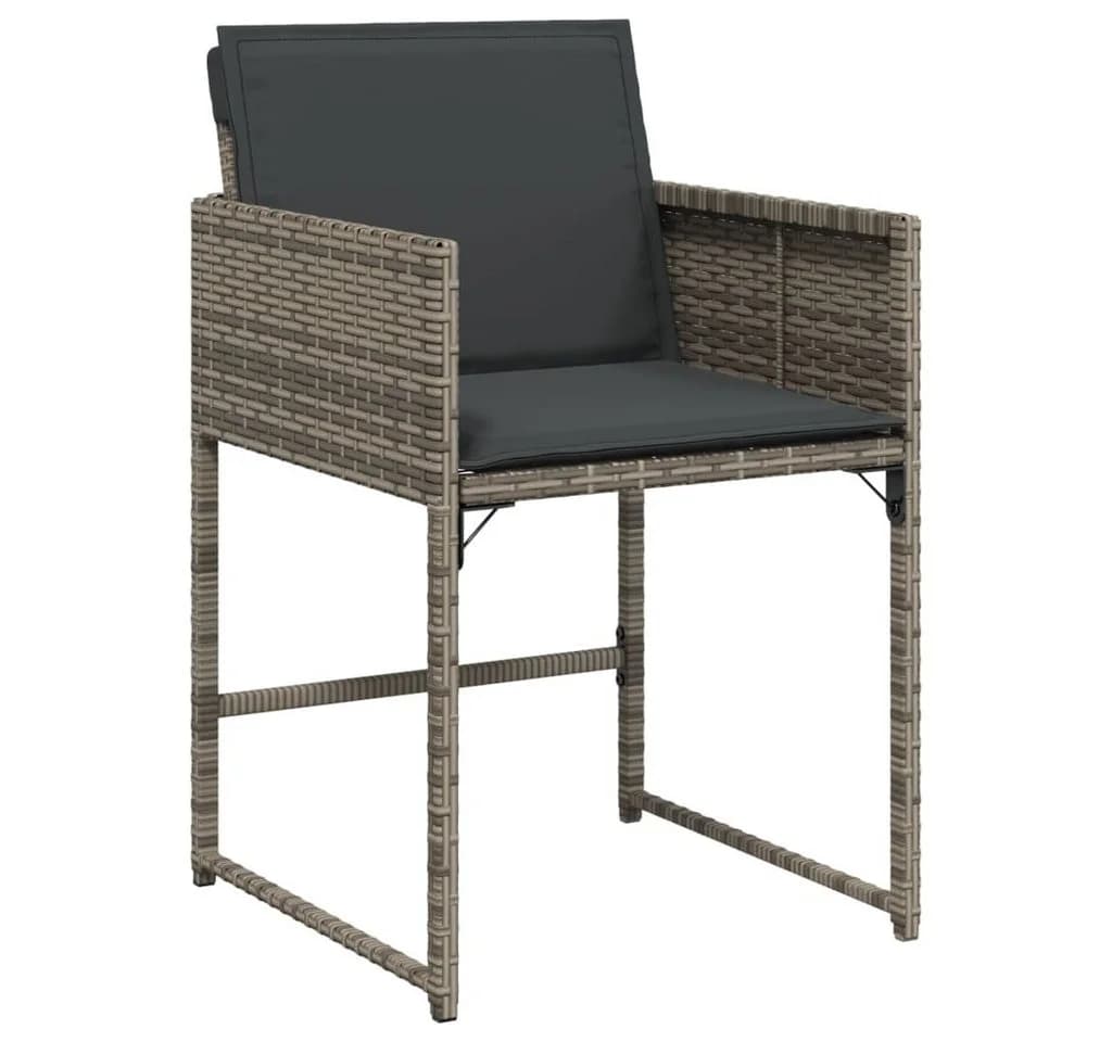 vidaXL Garten-Essgruppe 17-tlg. Grau Poly Rattan mit Kissen - Bild 4