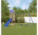 vidaXL Spielturm Massivholz Kiefer mit Rutsche und Schaukel Bild 1