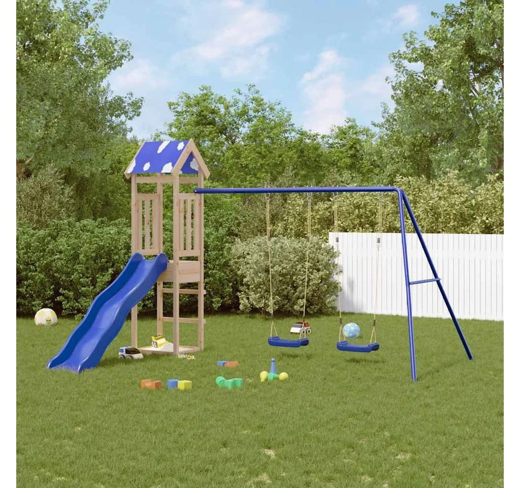 vidaXL Spielturm Massivholz Kiefer mit Rutsche und Schaukel
