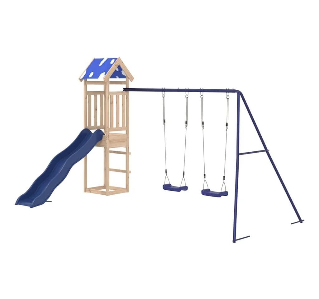vidaXL Spielturm Massivholz Kiefer mit Rutsche und Schaukel - Bild 3