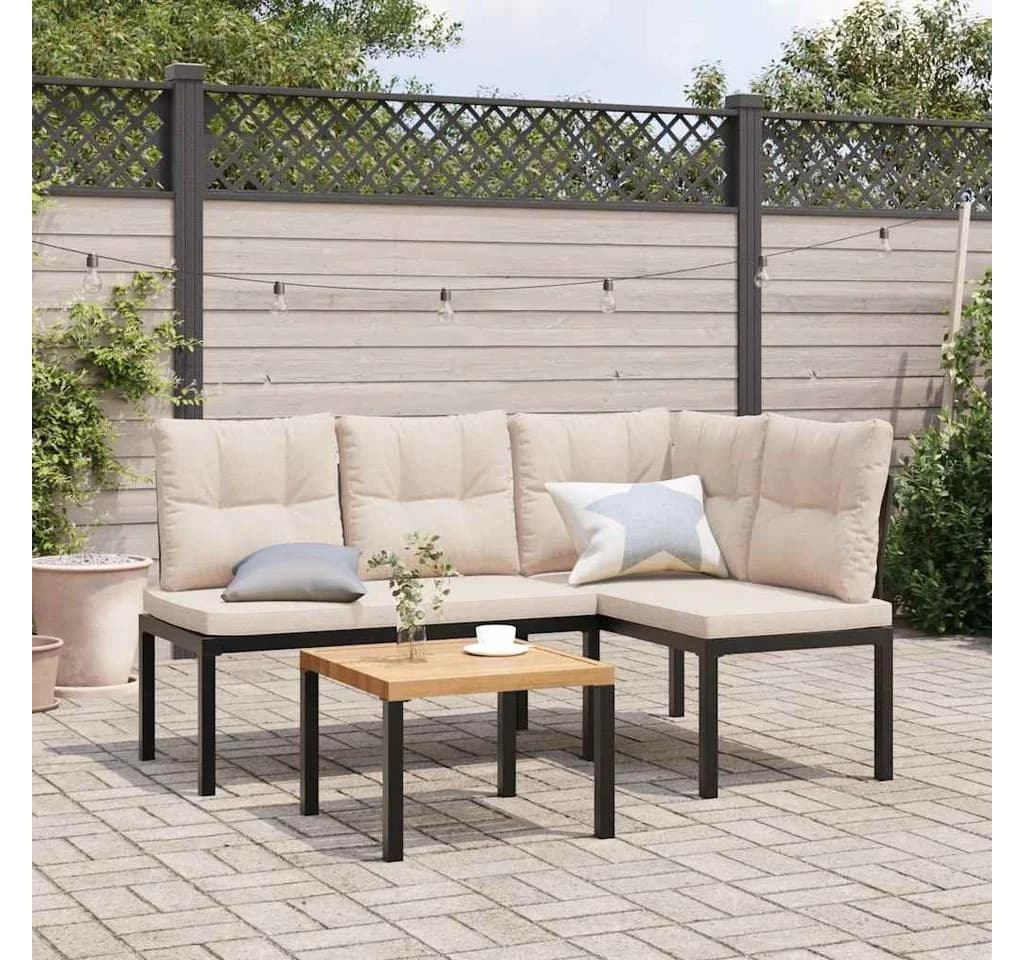 vidaXL Gartenbank Schwarz Pulverbeschichteter Stahl