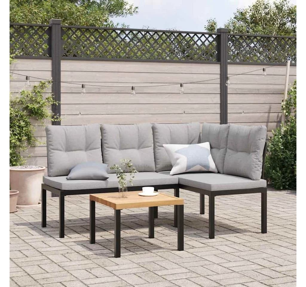 vidaXL Gartenbank Schwarz Pulverbeschichteter Stahl