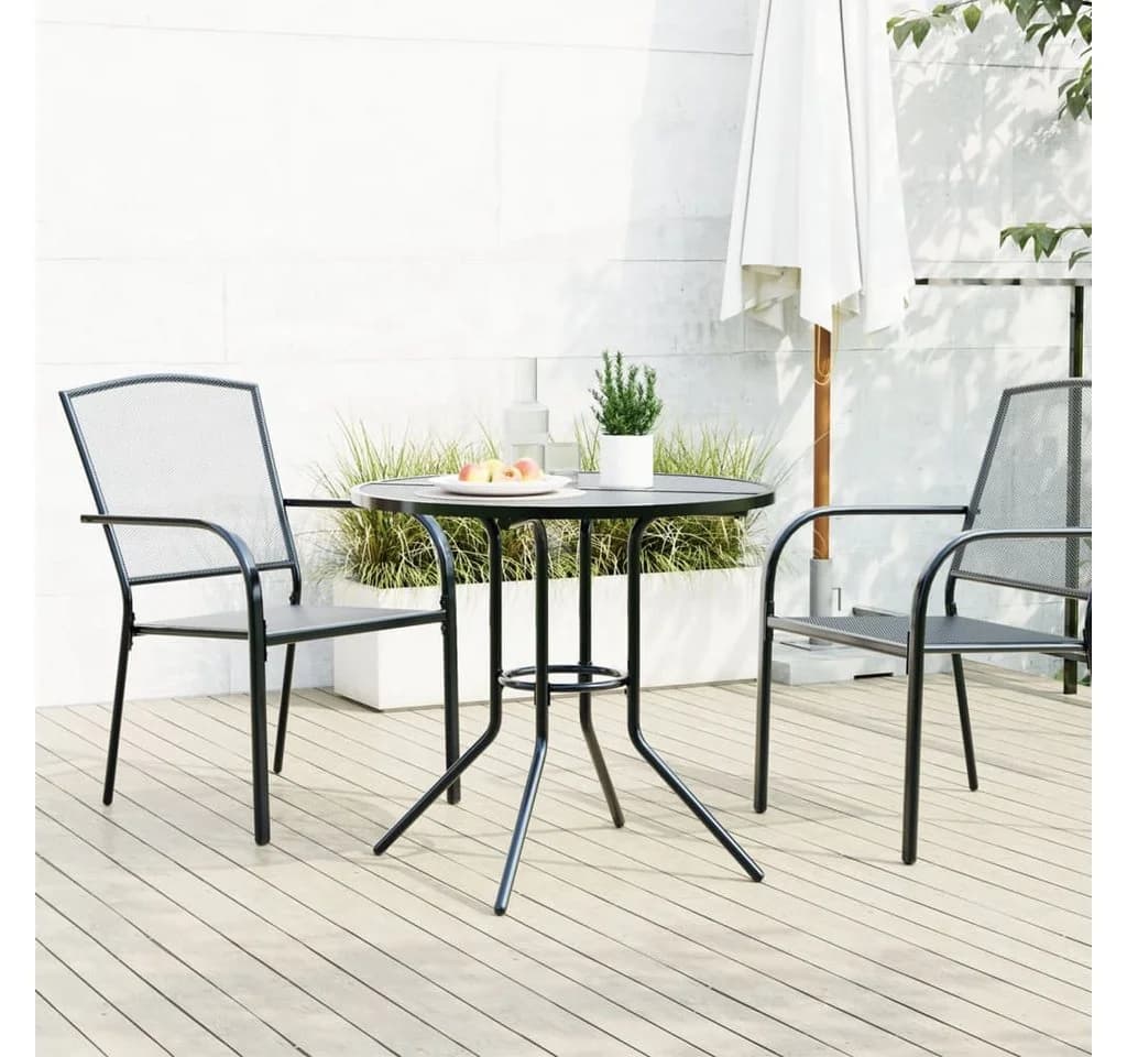 vidaXL Gartentisch Rund Anthrazit Pulverbeschichteter Stahl - Bild 3