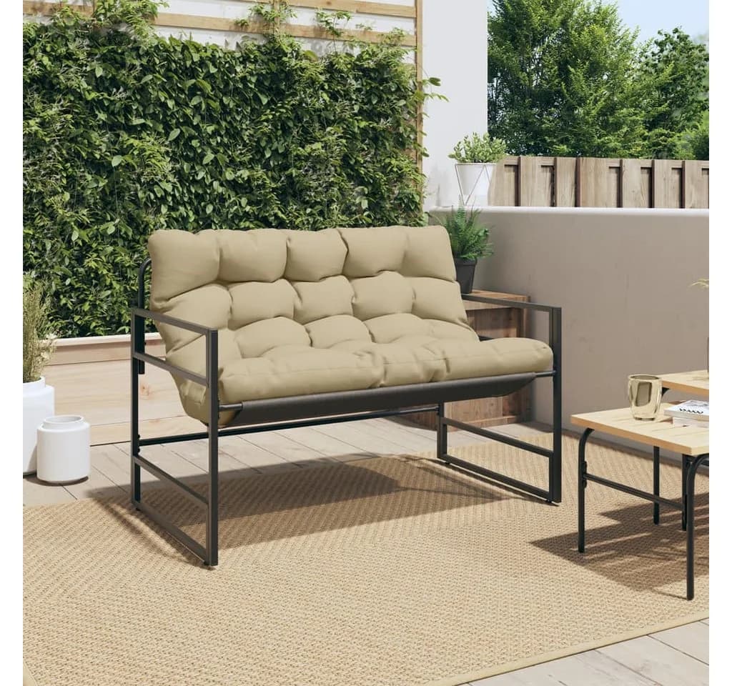 vidaXL Gartenbank mit Kissen Taupe Stahl - Bild 3