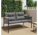 vidaXL Gartenbank mit Kissen Schwarz Stahl Bild 2