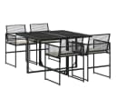 vidaXL Garten-Essgruppe 5-tlg. Schwarz Poly Rattan mit Kissen Bild 2