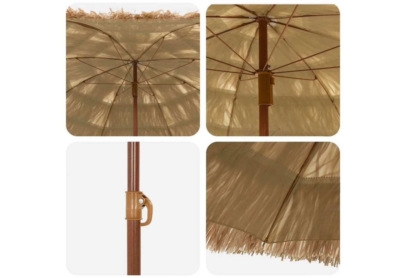 vidaXL Strandparasol Natur UV-beständig verstellbar - Bild 4