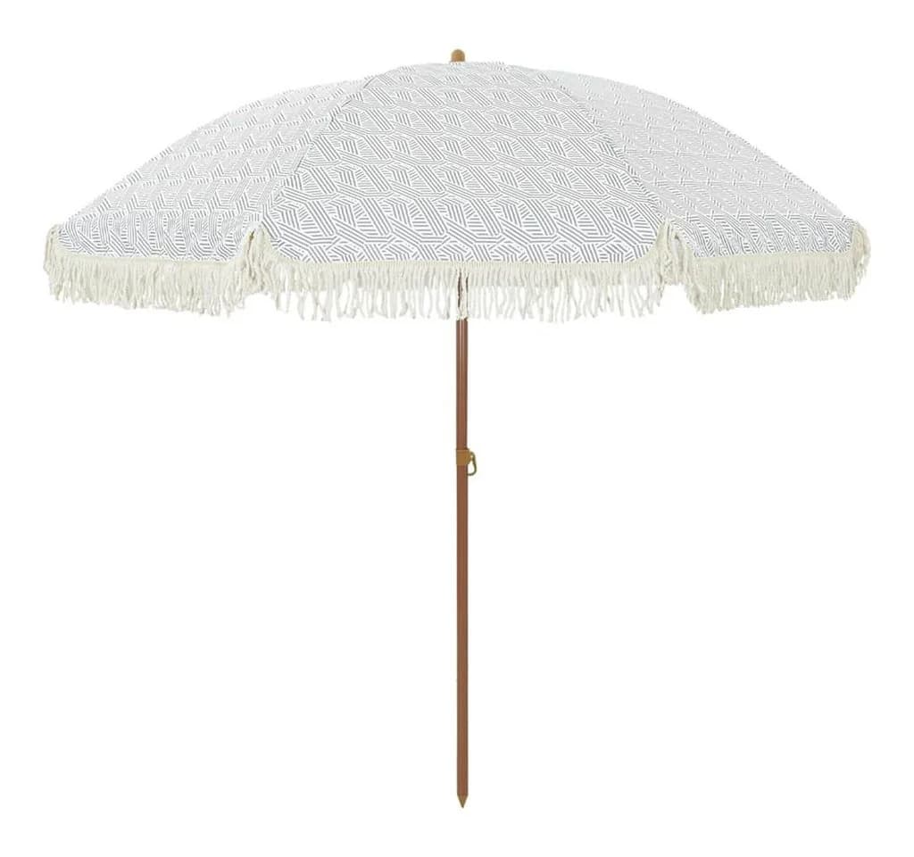 vidaXL Sonnenschirm Strandparasol Grau Weiß UV-beständig Kippbar - Bild 2