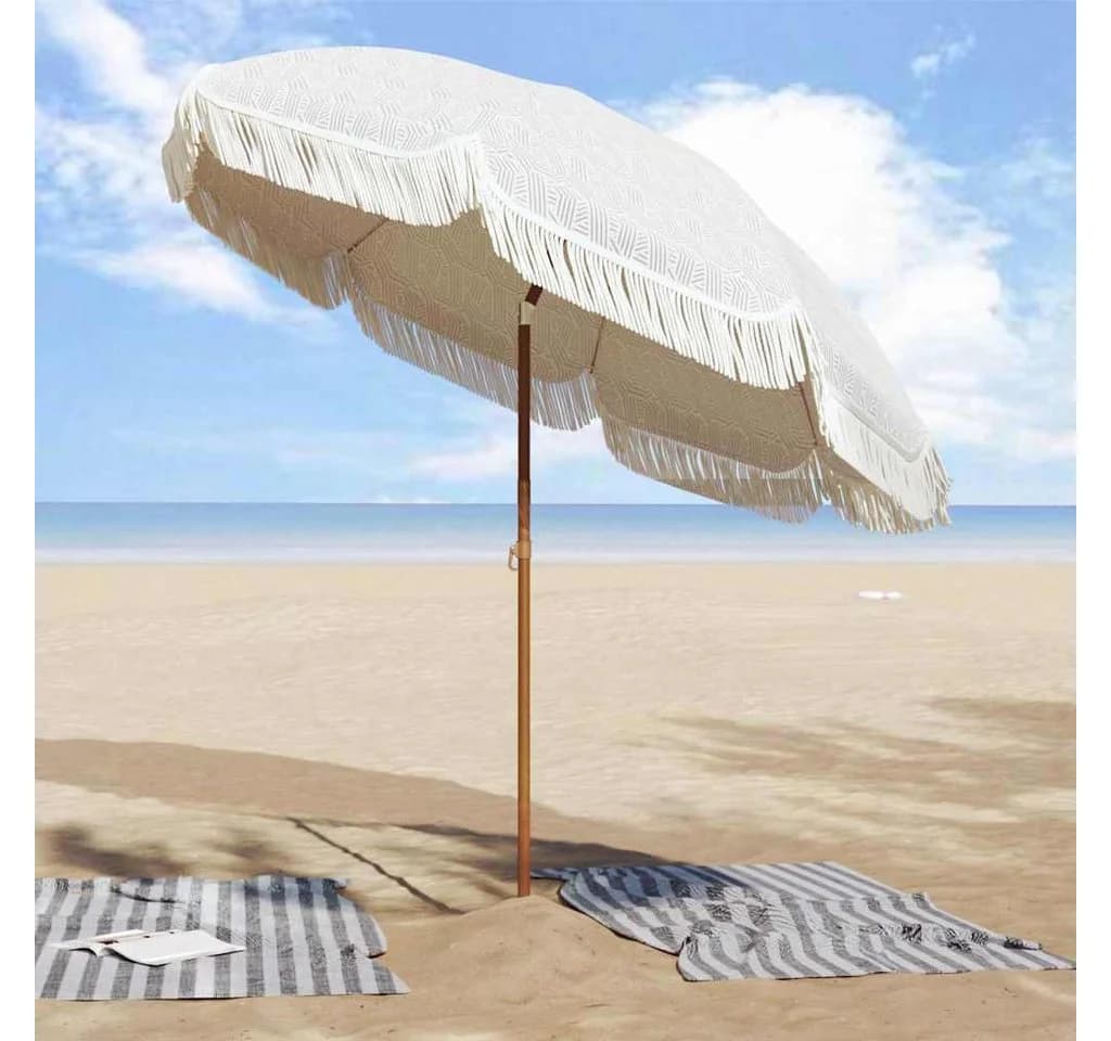 vidaXL Sonnenschirm Strandparasol Grau Weiß UV-beständig Kippbar - Bild 3