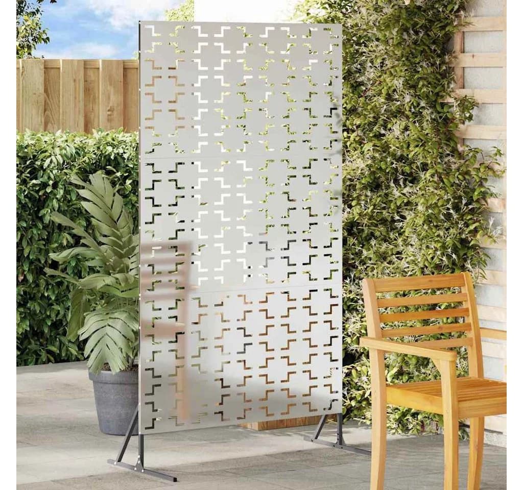vidaXL Gartenzaun Sichtschutz Verzinkter Stahl Silber