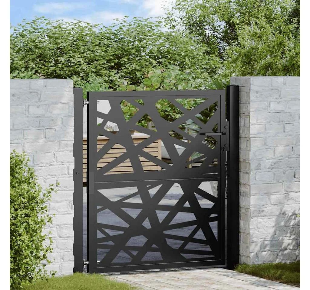 vidaXL Gartentor Schwarz 100x100 cm Stahl Lasergeschnitten