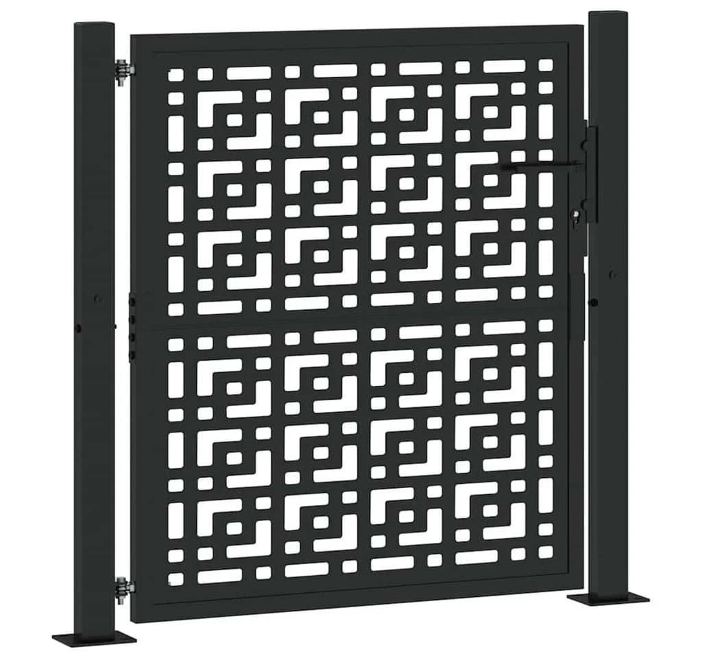 vidaXL Gartentor Schwarz 100x100 cm Stahl Kreuz-Design - Bild 2