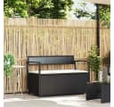 vidaXL Gartenbank mit Stauraum und Kissen Schwarz Poly Rattan Bild 1