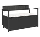 vidaXL Gartenbank mit Stauraum und Kissen Schwarz Poly Rattan Bild 2