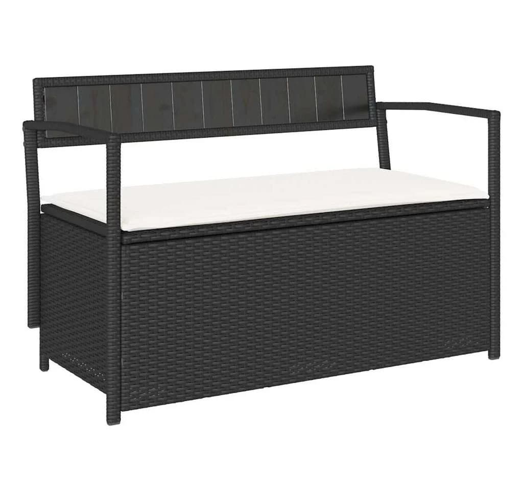 vidaXL Gartenbank mit Stauraum und Kissen Schwarz Poly Rattan - Bild 2