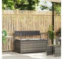 vidaXL Gartenbank mit Stauraum und Kissen Grau Poly Rattan Bild 1