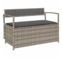 vidaXL Gartenbank mit Stauraum und Kissen Grau Poly Rattan Bild 2