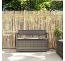 vidaXL Gartenbank mit Stauraum und Kissen Grau Poly Rattan Bild 3