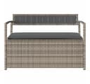 vidaXL Gartenbank mit Stauraum und Kissen Grau Poly Rattan Bild 4