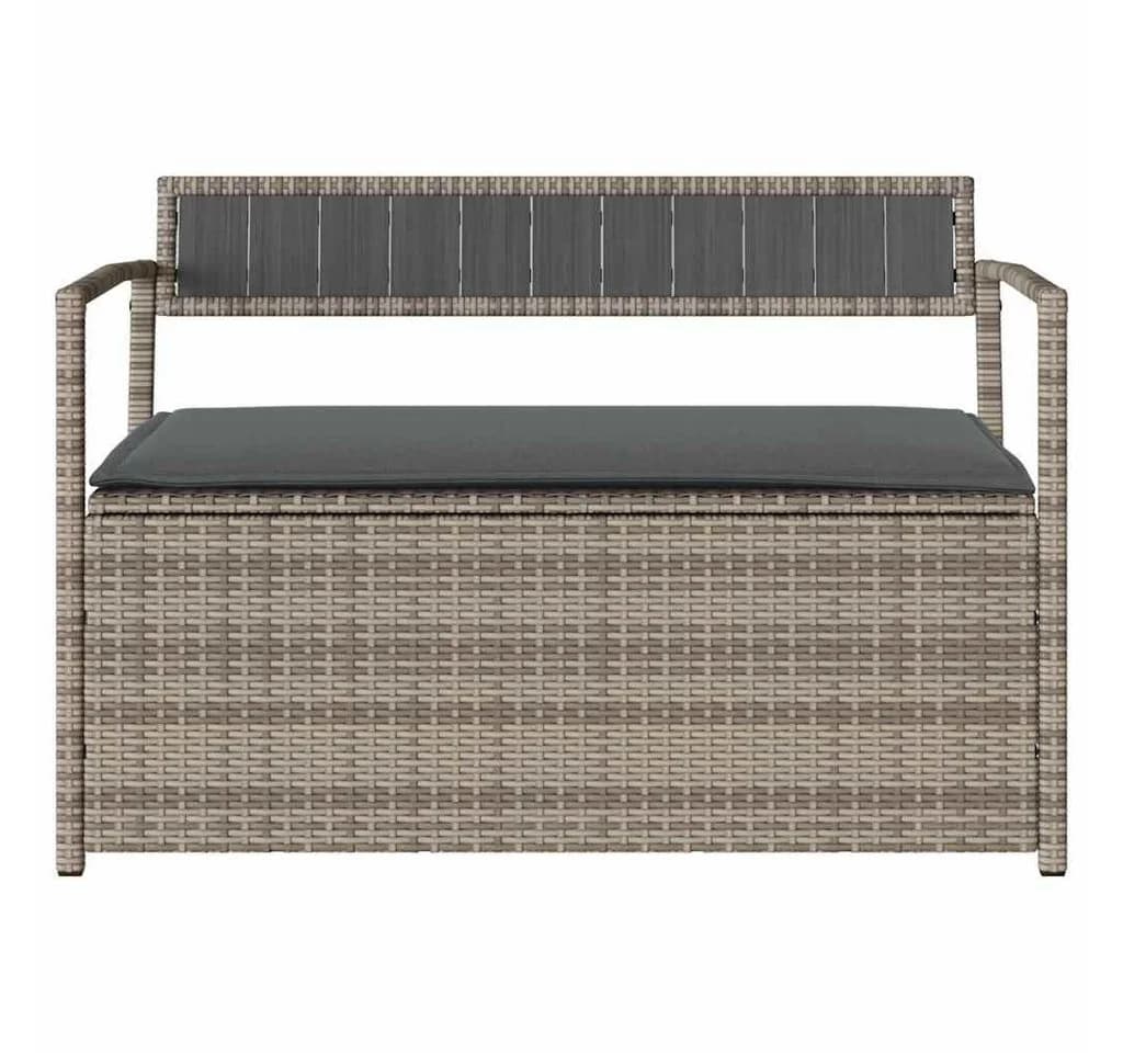 vidaXL Gartenbank mit Stauraum und Kissen Grau Poly Rattan - Bild 4