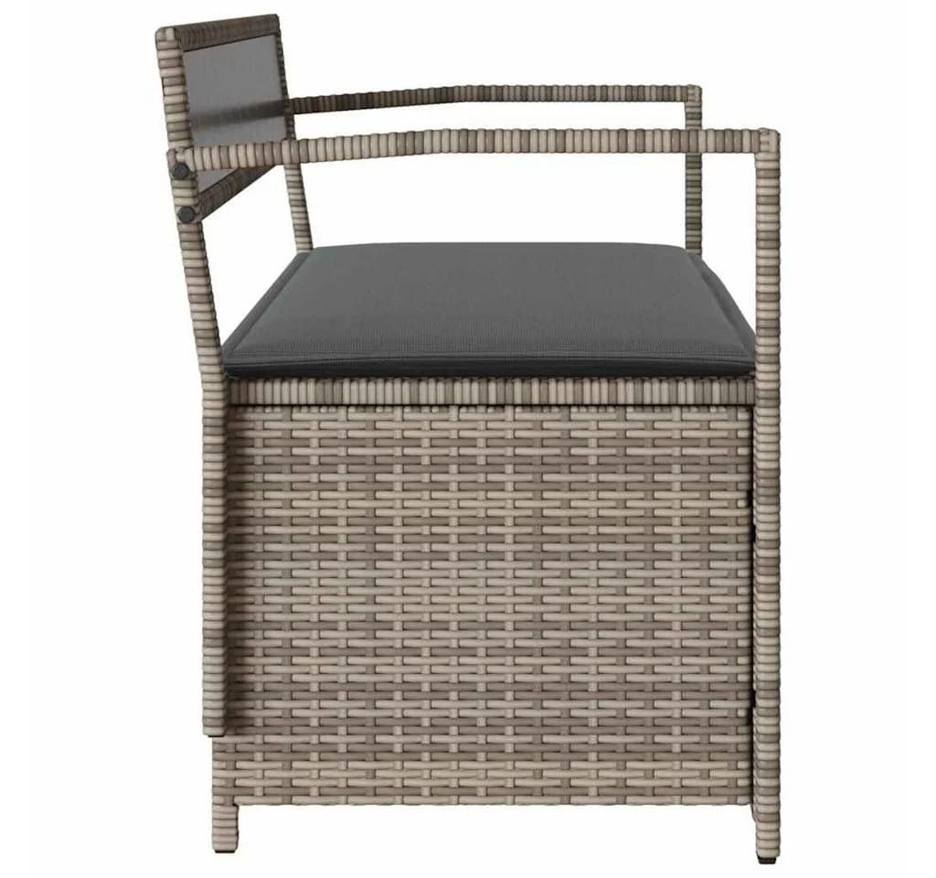 vidaXL Gartenbank mit Stauraum und Kissen Grau Poly Rattan - Bild 5