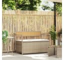 vidaXL Gartenbank mit Stauraum und Kissen Beige Poly Rattan Bild 1