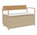 vidaXL Gartenbank mit Stauraum und Kissen Beige Poly Rattan Bild 2