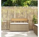 vidaXL Gartenbank mit Stauraum und Kissen Beige Poly Rattan Bild 3