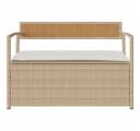 vidaXL Gartenbank mit Stauraum und Kissen Beige Poly Rattan Bild 4