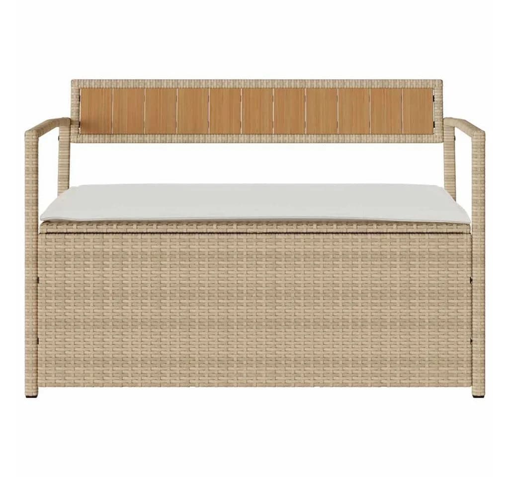 vidaXL Gartenbank mit Stauraum und Kissen Beige Poly Rattan - Bild 4