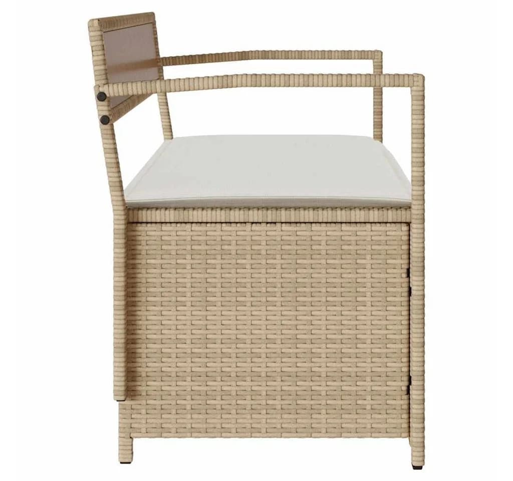 vidaXL Gartenbank mit Stauraum und Kissen Beige Poly Rattan - Bild 5