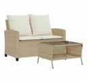 vidaXL Loungesofa 2-Sitzer Beige Poly Rattan Bild 2