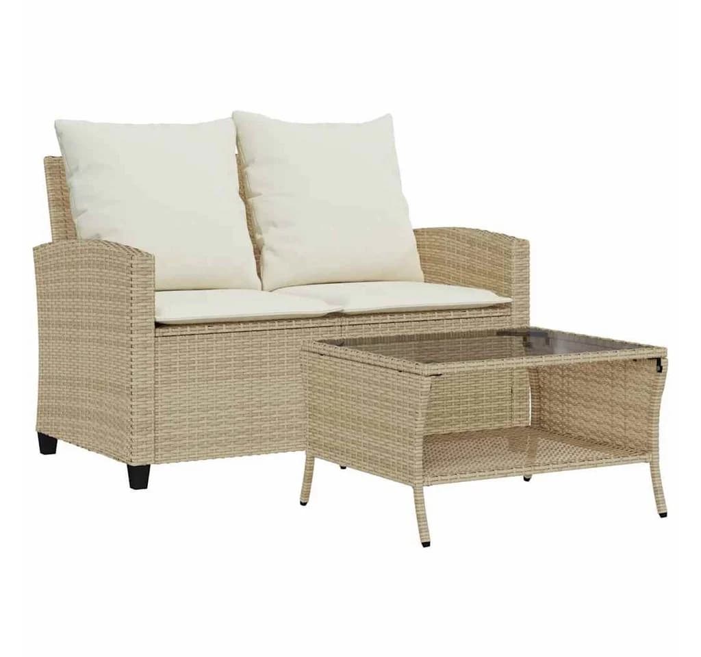 vidaXL Loungesofa 2-Sitzer Beige Poly Rattan - Bild 2