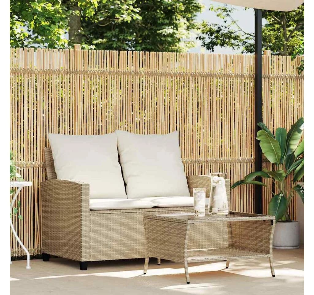 vidaXL Loungesofa 2-Sitzer Beige Poly Rattan - Bild 3